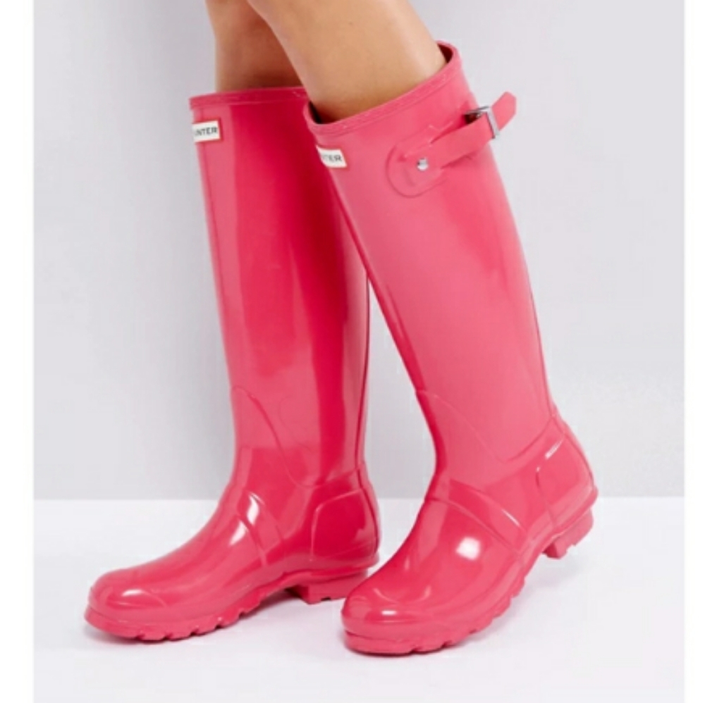 Hunter Original Tall Pink Gloss Wellington Boot
